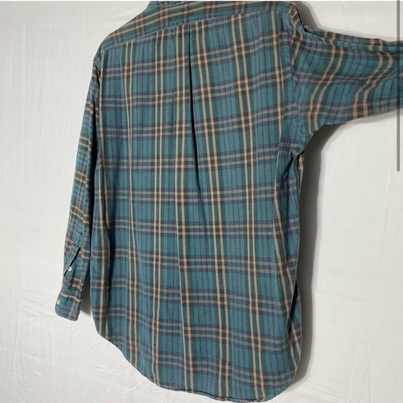 Vintage Polo Ralph Lauren Green Tan Purple Plaid Casual Button Up Shirt S - Picture 8 of 15